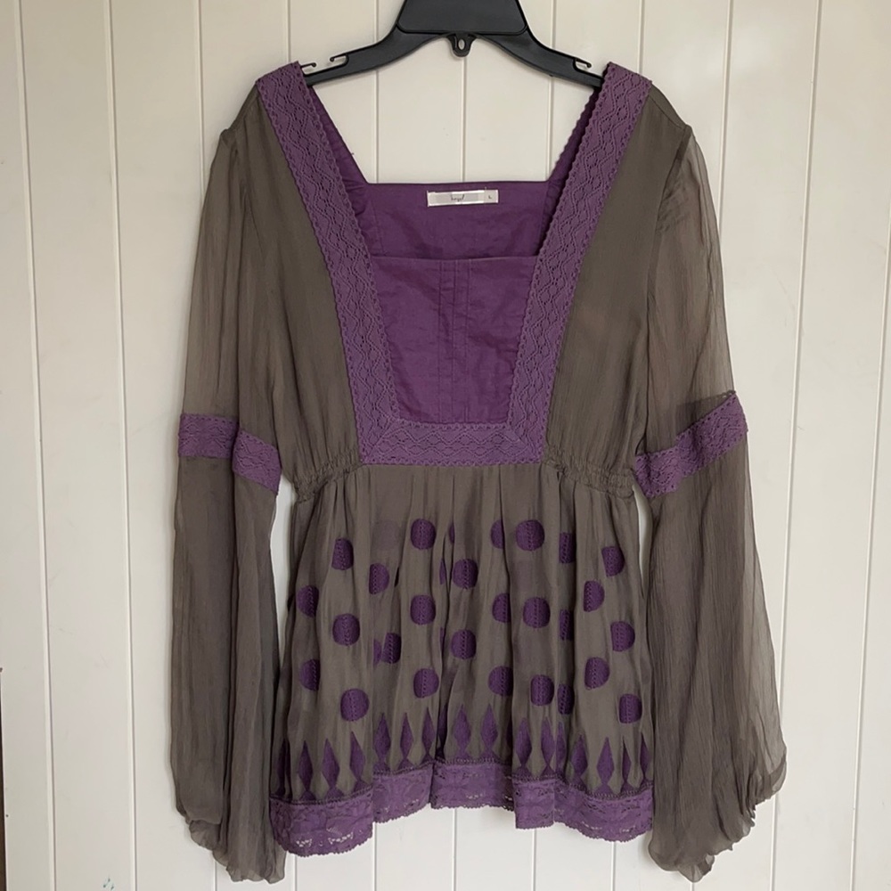 Anthropologie Hazel gray and purple top